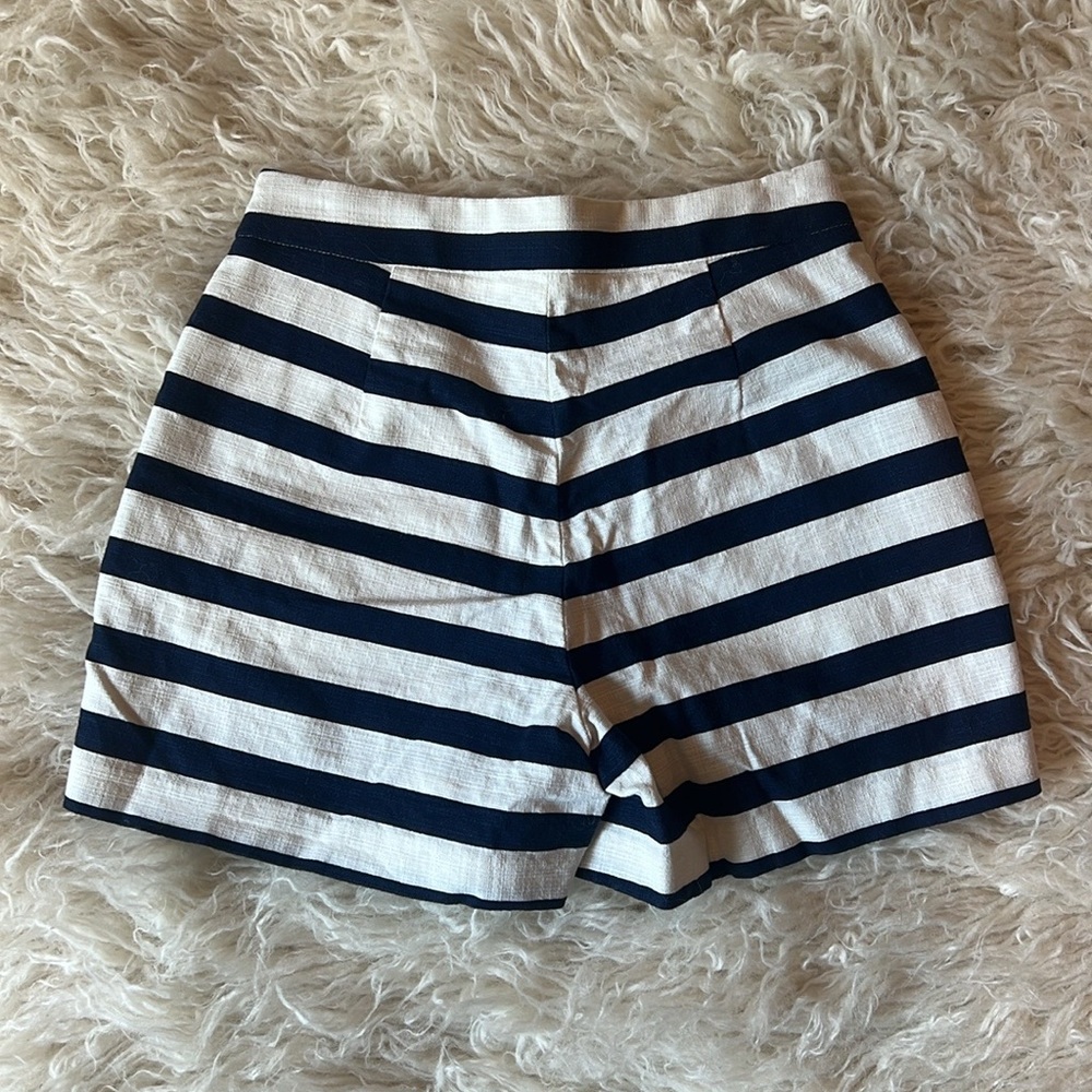 J. Crew Navy and White Striped High-Waist Shorts - Picture 6 of 8